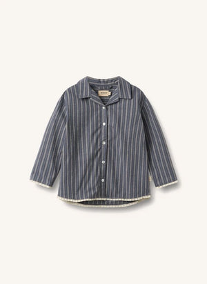 Wheat - Pijama de algodón orgánico a rayas | Gris azulado