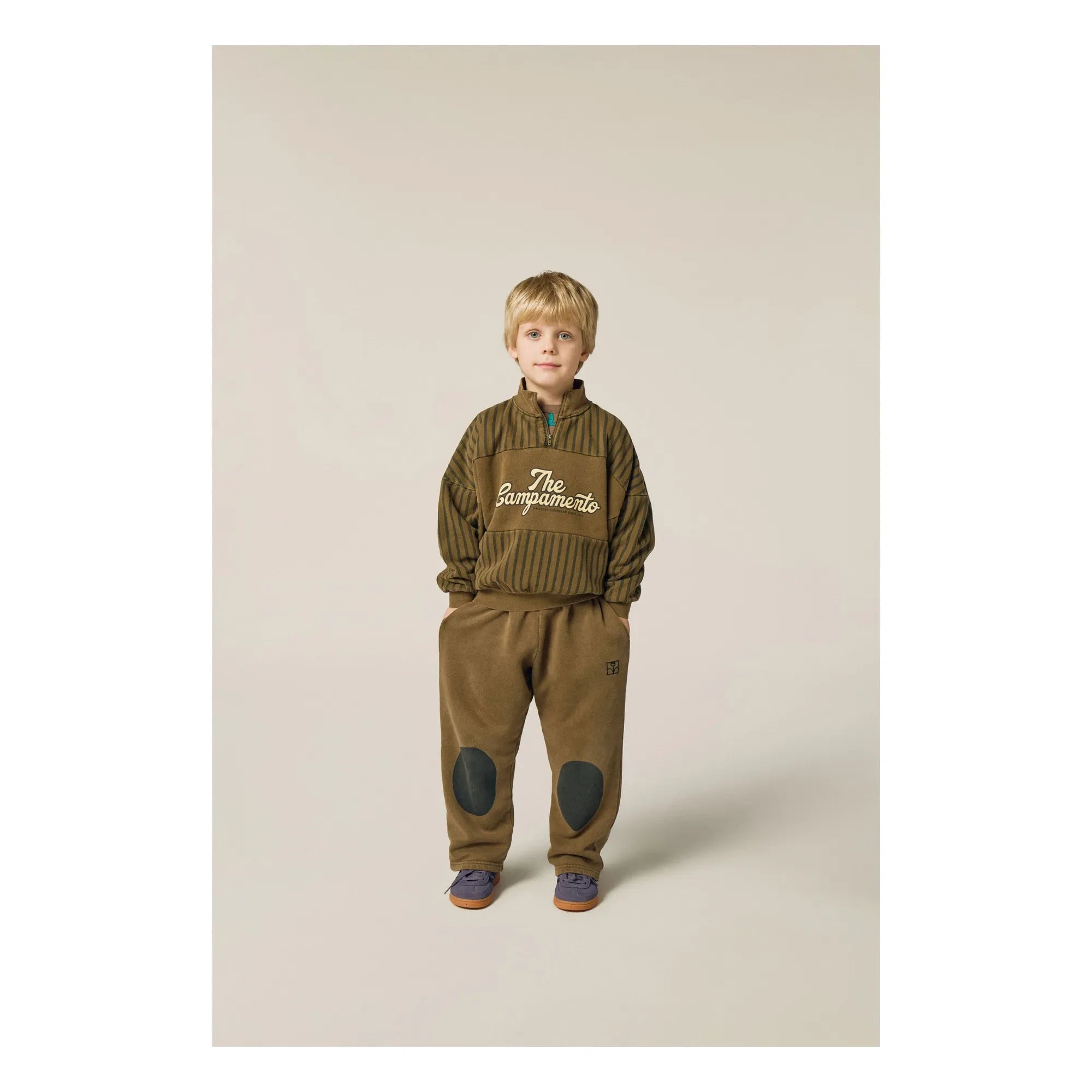 The Campamento - Sudadera con cremallera a rayas The Campamento | Caqui
