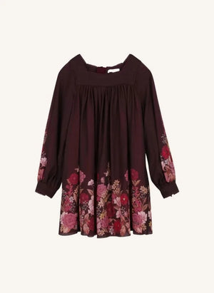 Chloé - Vestido Fleurie de gasa de lana | Plum