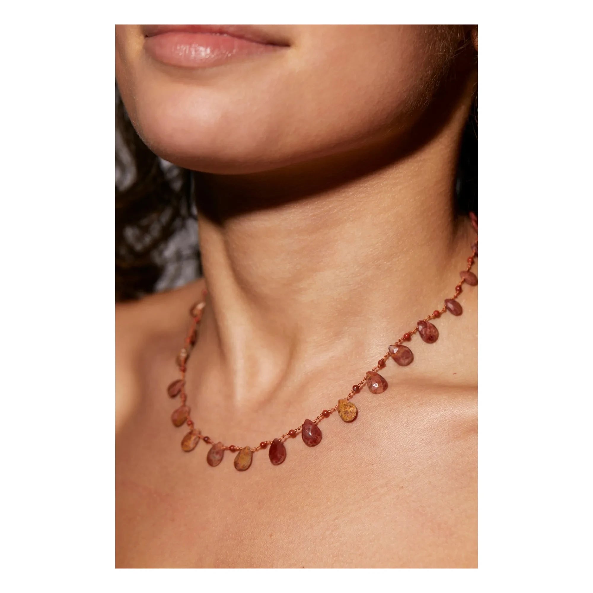 Ivarene - Collar Harper Damla y Boncuk | Jaspe Rojo