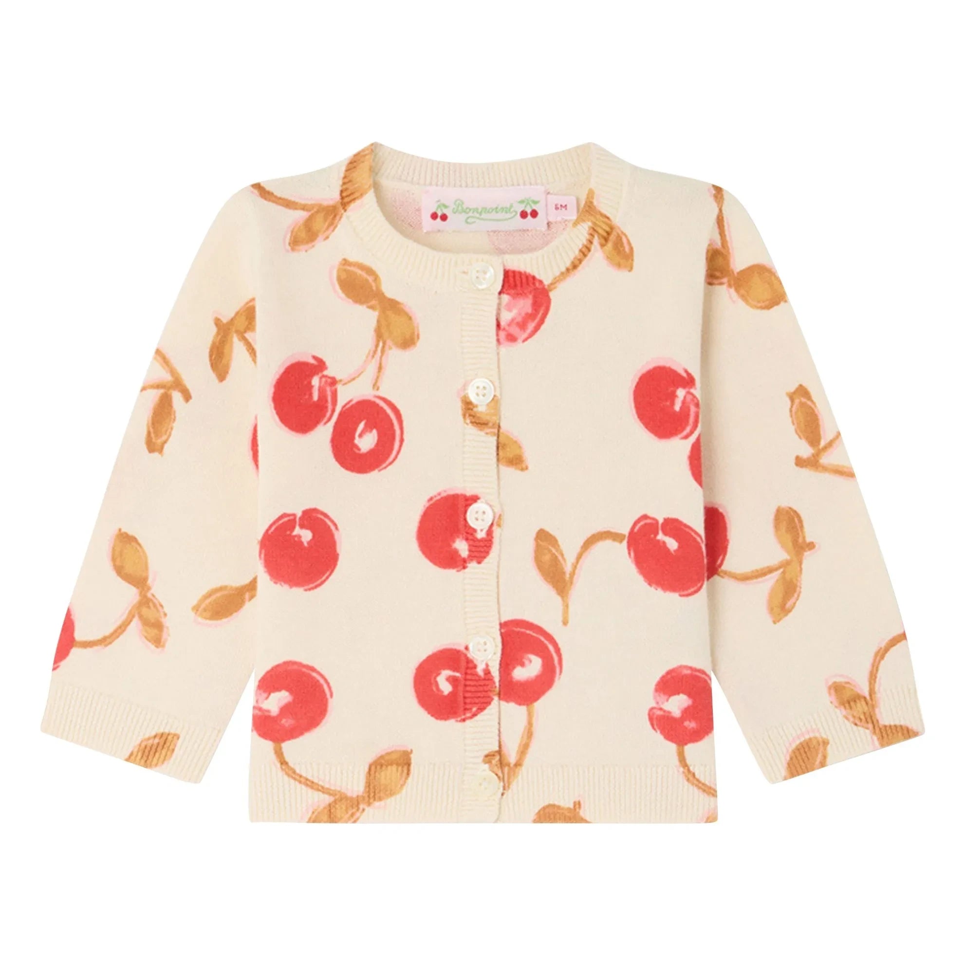 Bonpoint - Cárdigan Teyana de Algodón Orgánico con Estampado de Cerezas | Rojo