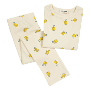 Bobo Choses - Pijama acanalado de algodón orgánico Filli | Beige