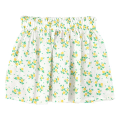 Piupiuchick - Falda corta de algodón orgánico con estampado floral | Blanco