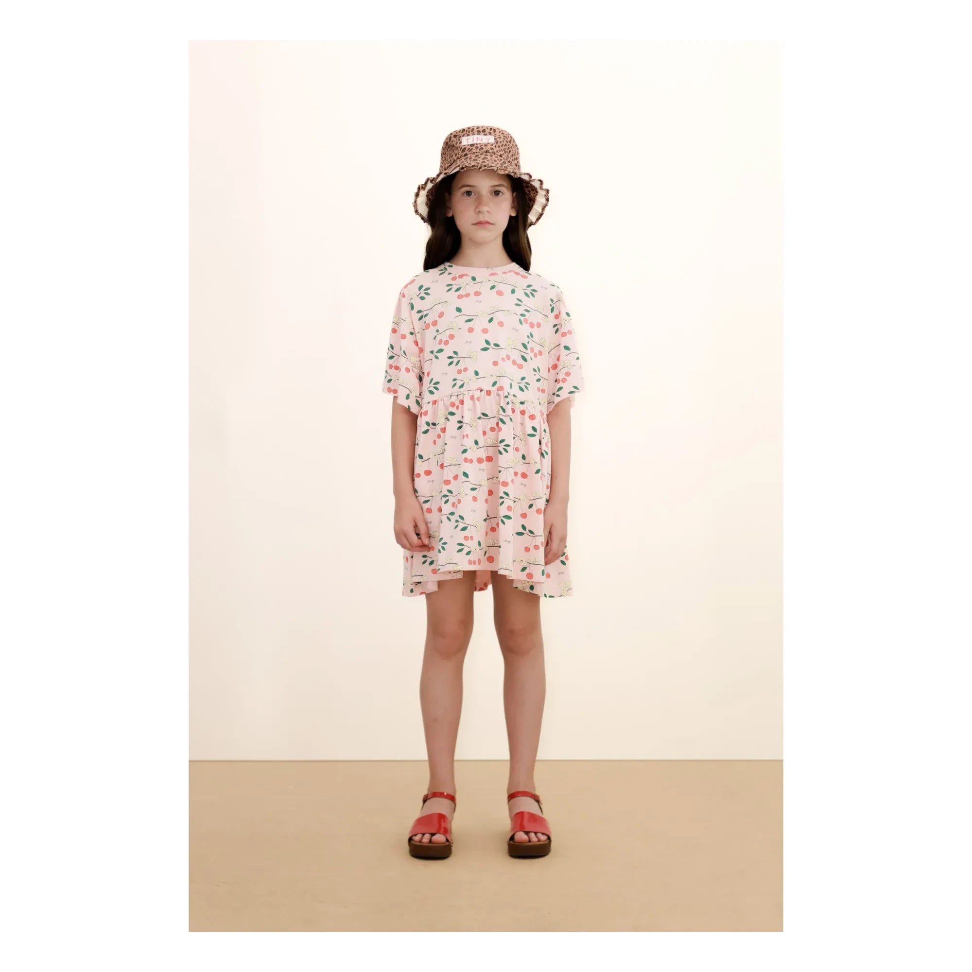 Tinycottons - Vestido de algodón orgánico Cerises | Rosa claro