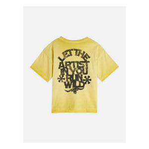 Scotch & Soda - Camiseta con logo extragrande de la obra de arte | Amarillo