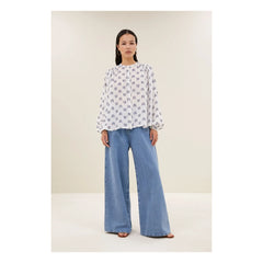 By Bar - Nyka Oase Blusa de algodón | Azul