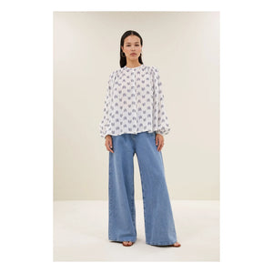 By Bar - Nyka Oase Blusa de algodón | Azul