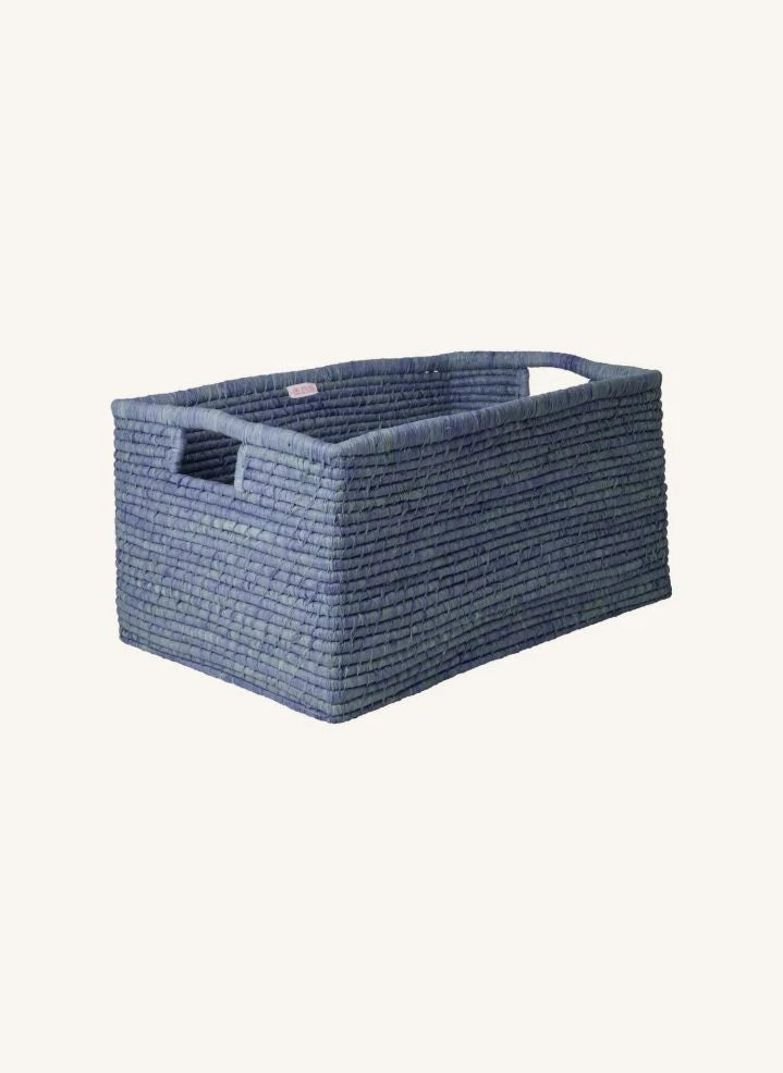 Rice - Caja de Almacenamiento de Rafía | Azul