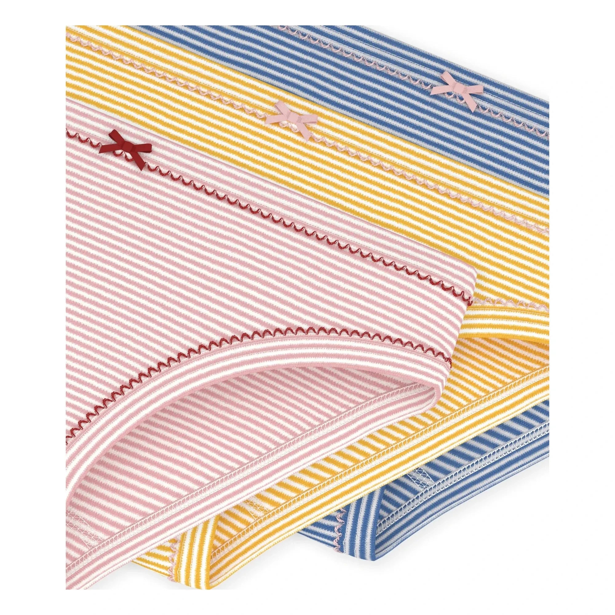 Petit Bateau - Set de 3 Braguitas de Algodón Orgánico a Rayas Milleraies | Amarillo