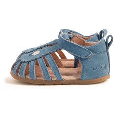 Lazare - Sandalias bordadas de ante Colette Fleur | Azul denim