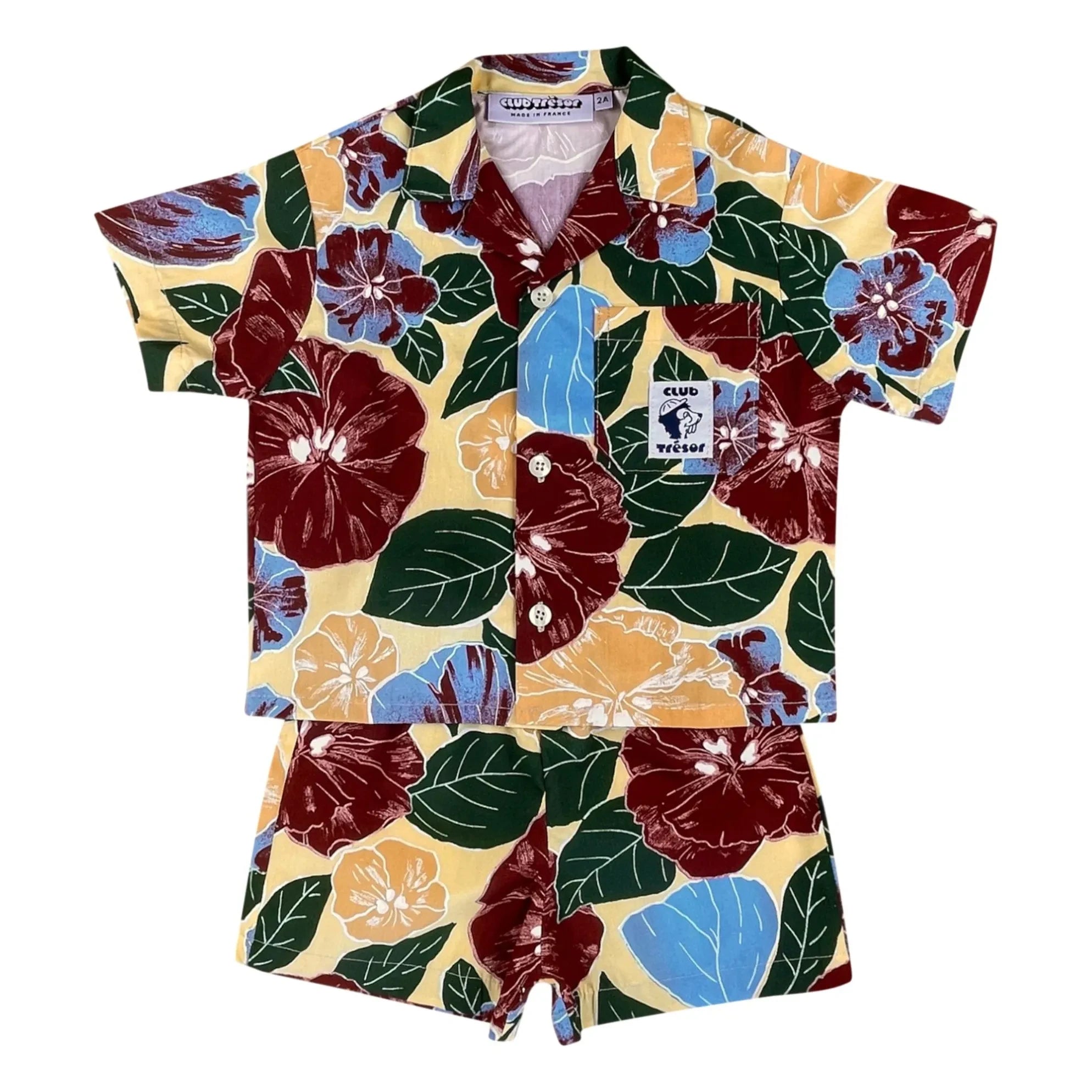 Club Trésor - Conjunto de Camisa y Pantalones Cortos de Popelín Tulum | Amarillo
