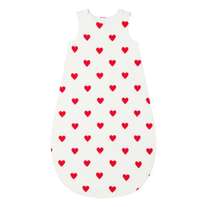 Petit Bateau - Saco de dormir con motivos de corazones | Rojo