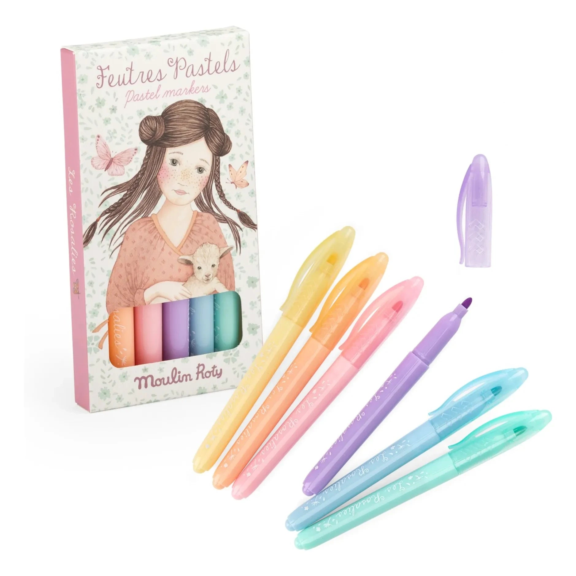 Moulin Roty - Les Rosalies rotuladores pastel - Caja de 6