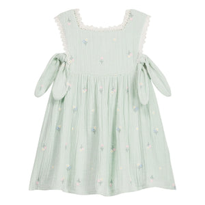 Louise Misha - Vestido de babero Aloisa Fleurie Pilili | Verde almendra