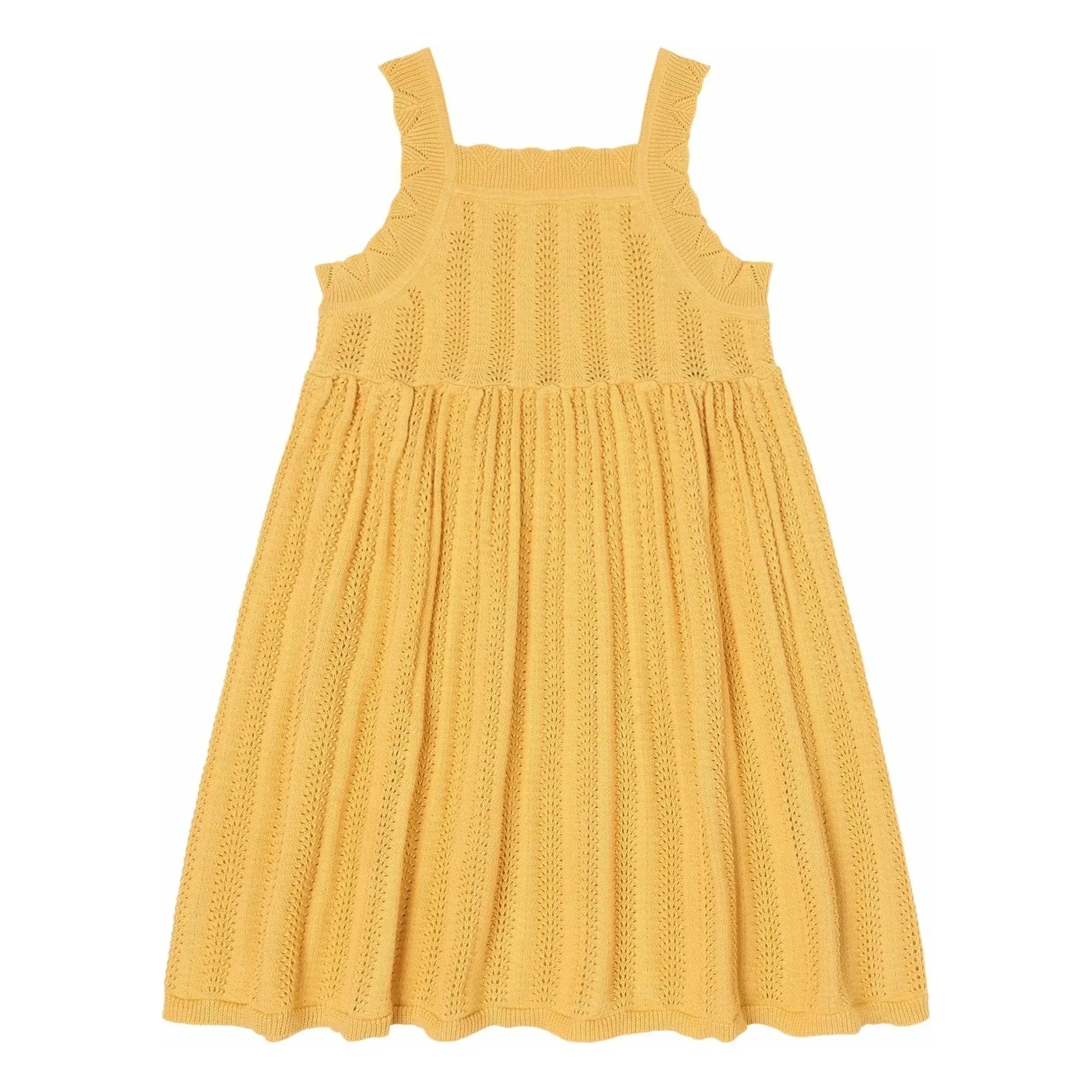 FUB - Vestido de Verano de Algodón Orgánico de Punto Fino | Mostaza