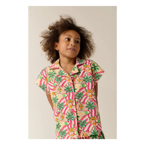 Tumble N'Dry - Camisa de algodón orgánico Vitoria Palm | Rosa