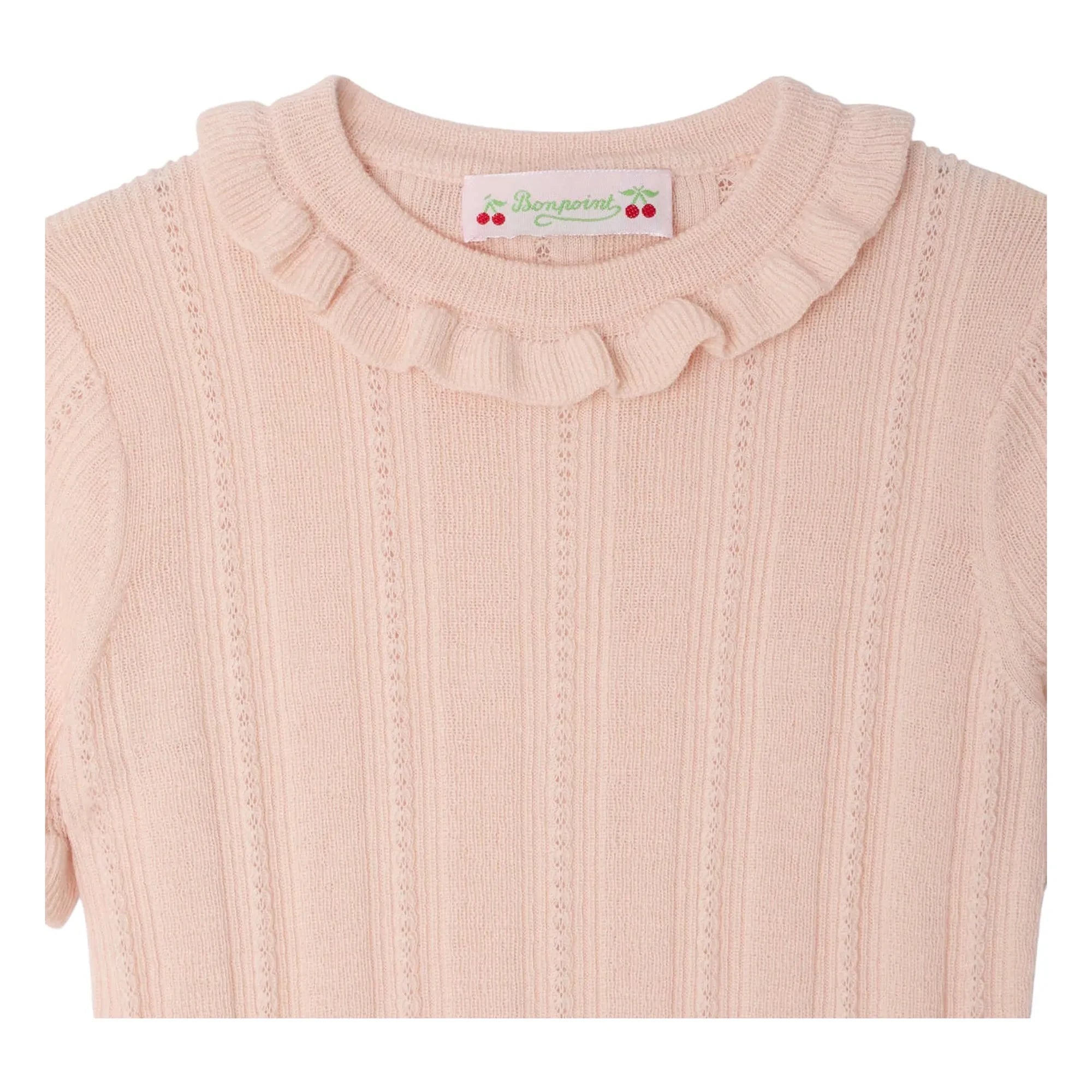 Bonpoint - Camiseta de punto fino de lana Lucie | Rosa empolvado