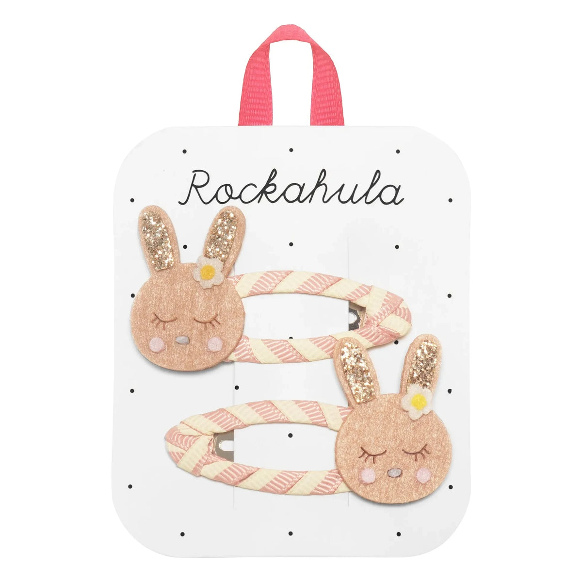 Rockahula Kids - Set de 2 pinzas con conejo de rayas | Rosa pálido