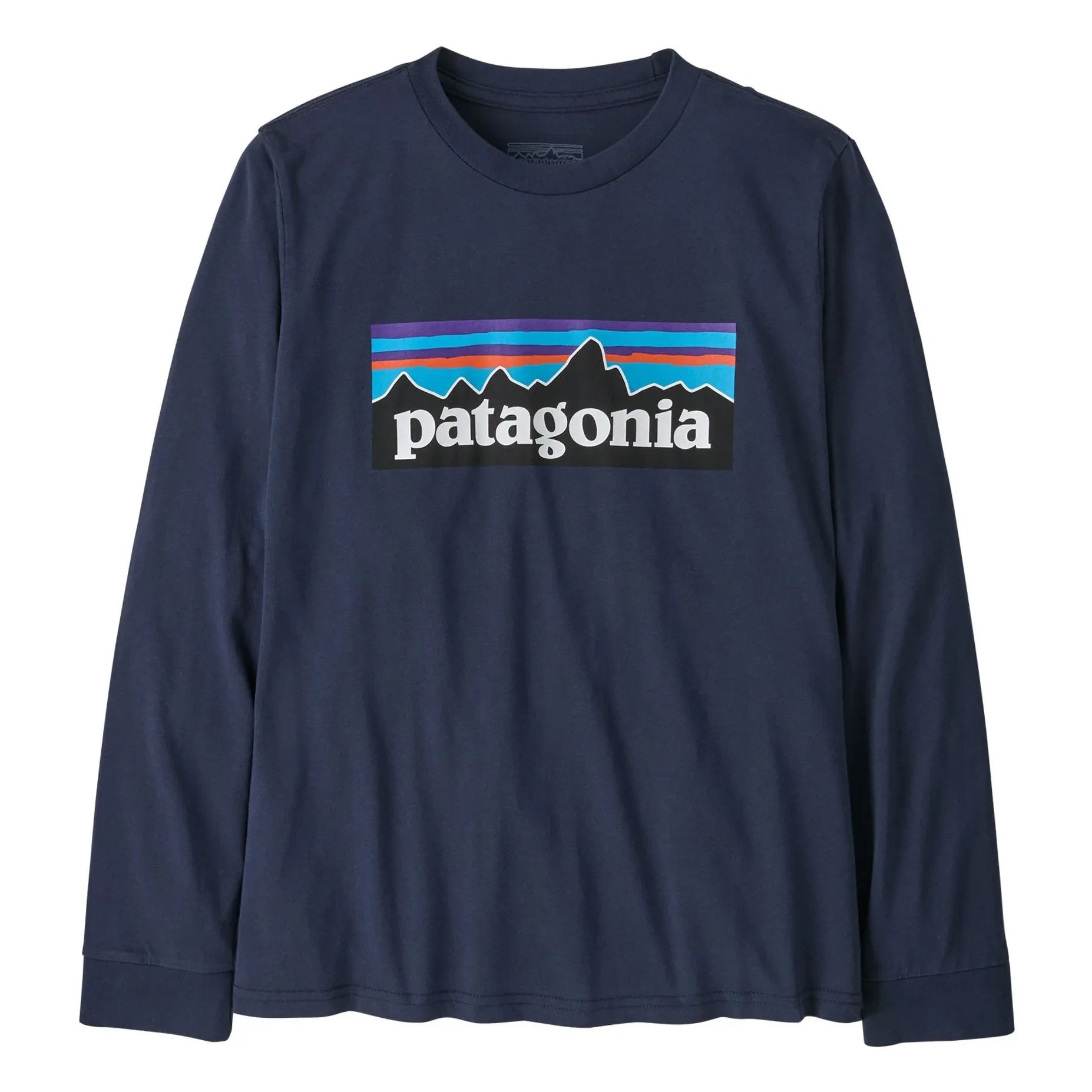 Patagonia - Camiseta de manga larga con logo P-6 de algodón orgánico | Azul marino