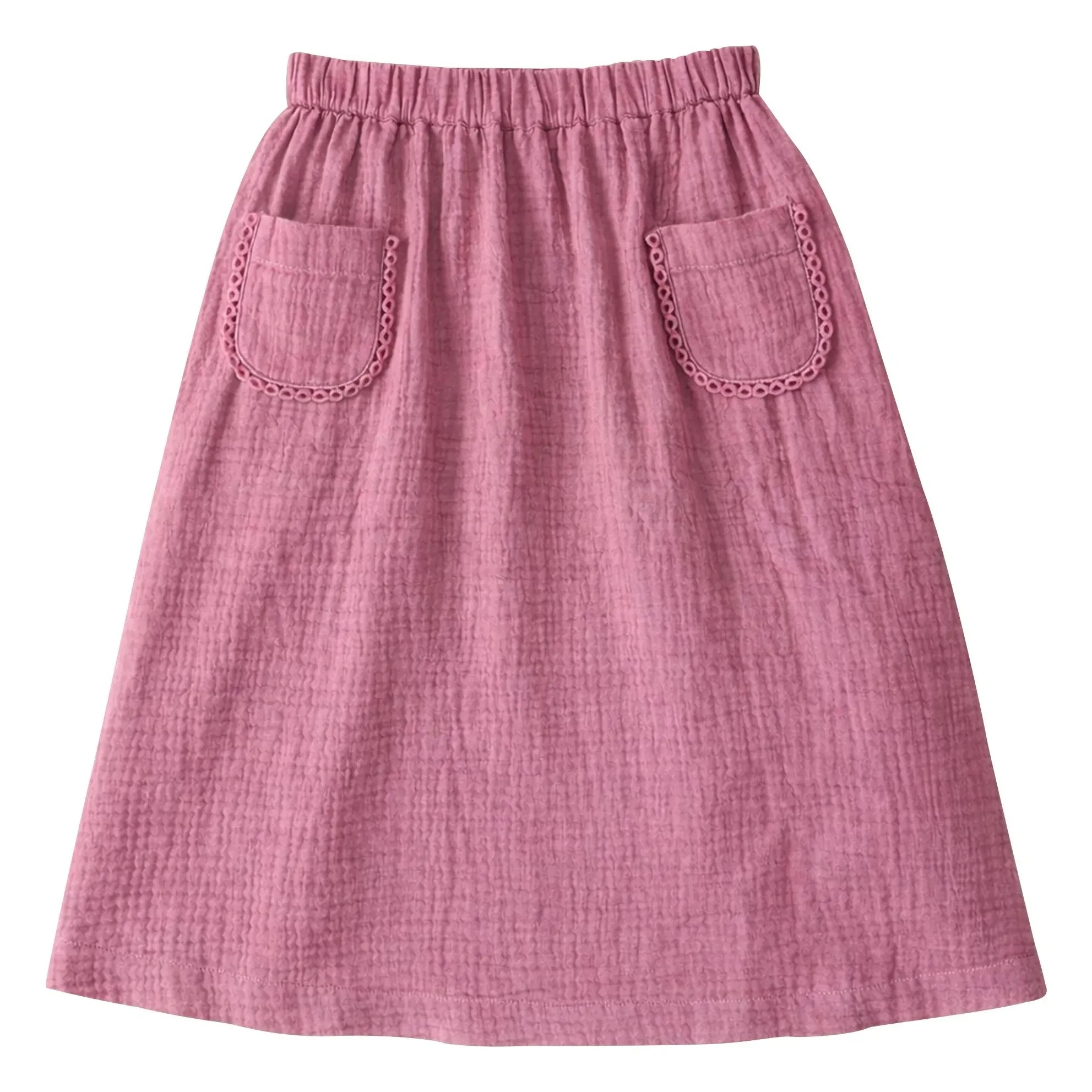 Lililotte - Falda de gasa de algodón orgánico con bolsillo de jade | Rosa empolvado