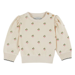 Emile et Ida - Sudadera toalla de algodón orgánico con cerezas | Crema