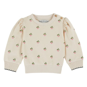 Emile et Ida - Sudadera toalla de algodón orgánico con cerezas | Crema