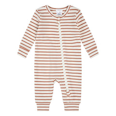 Petit Lem - Pijama de algodón orgánico y modal acanalado a rayas con pies | Unisex