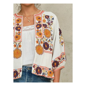 M.A.B.E. - Chaqueta bordada de algodón Greta | Naranja