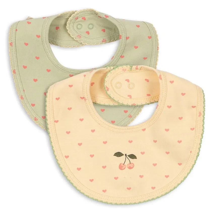 Konges Sløjd - Set de 2 Baberos de Algodón Orgánico Cereza en Color Salvia