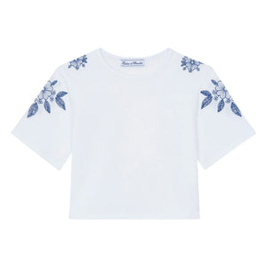 Tartine et Chocolat - Camiseta bordada con flores | Blanco