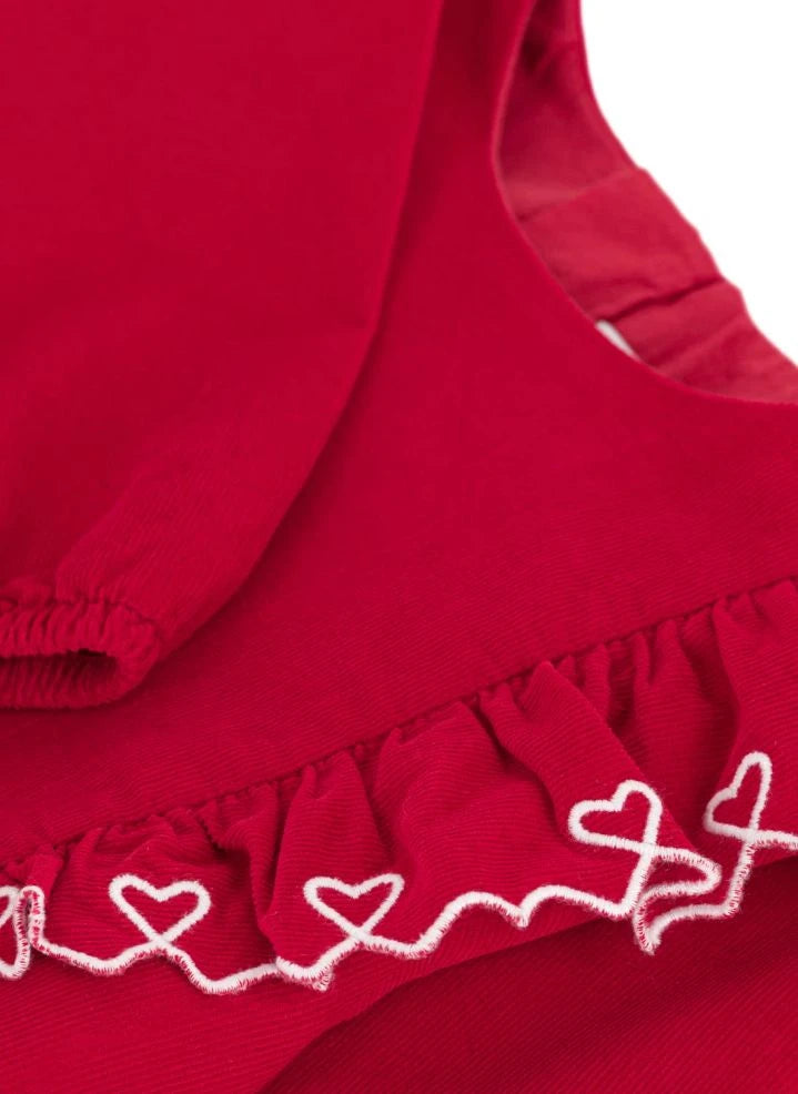 Petit Bateau - Vestido con volantes de algodón orgánico | Rojo