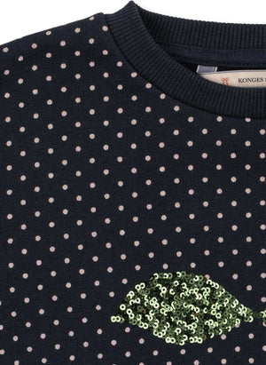 Konges Sløjd - Lou Polka Dot Organik Pamuklu Sweatshirt | Lacivert