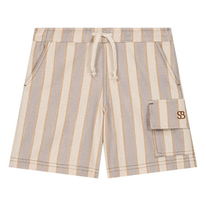 Studio Bohème - Bermuda cargo de algodón orgánico a rayas | Azul claro