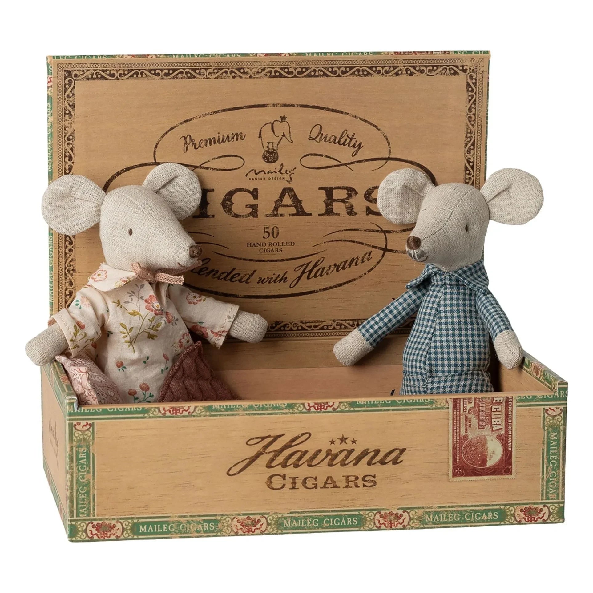 Maileg - Abuelos Ratones en Caja de Puros