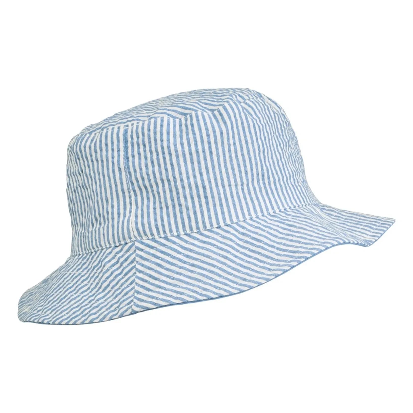 Liewood - Sombrero de pescador de algodón orgánico a rayas reversible Damon | Azul