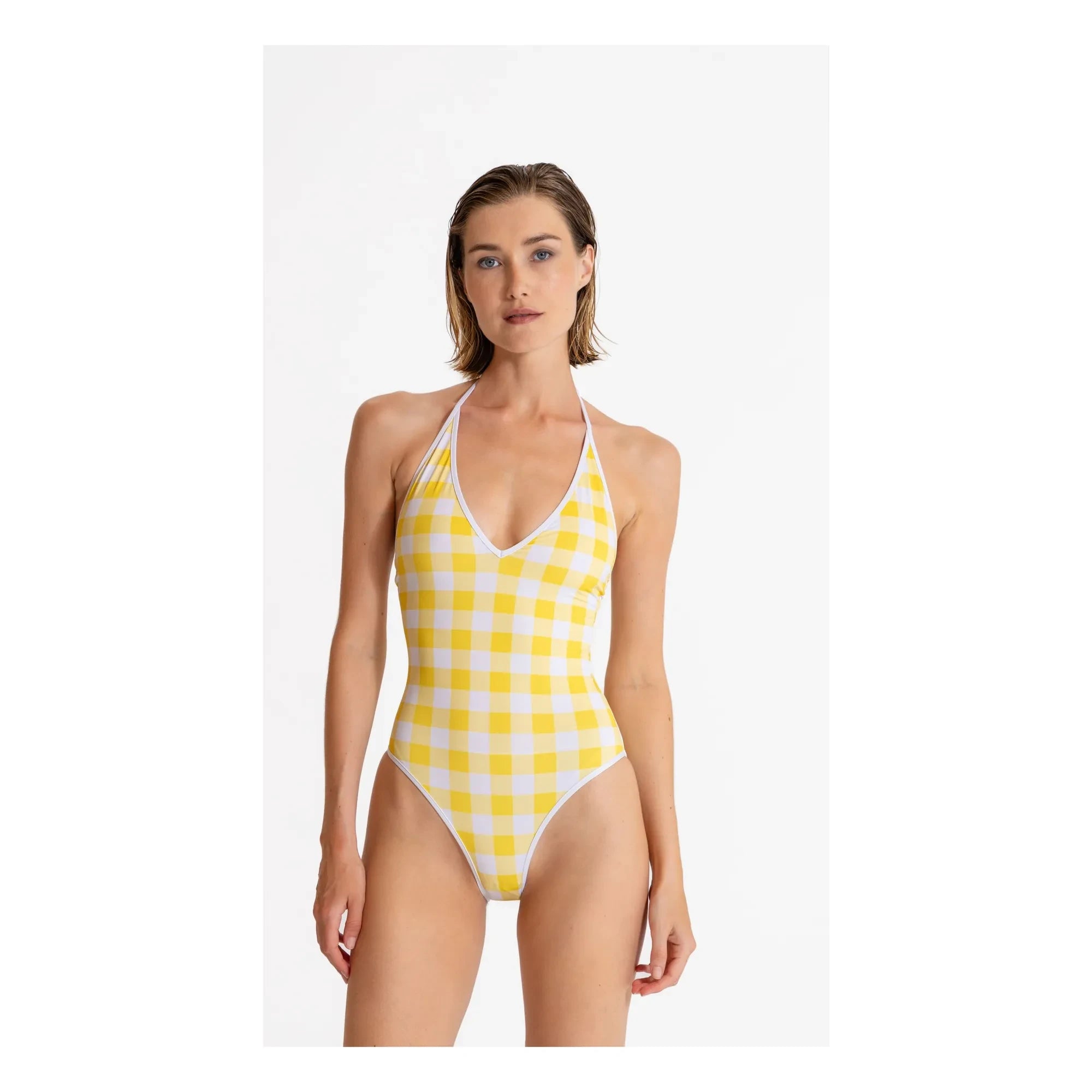 Mujer pequeña - Traje de baño a cuadros Kylie | Amarillo