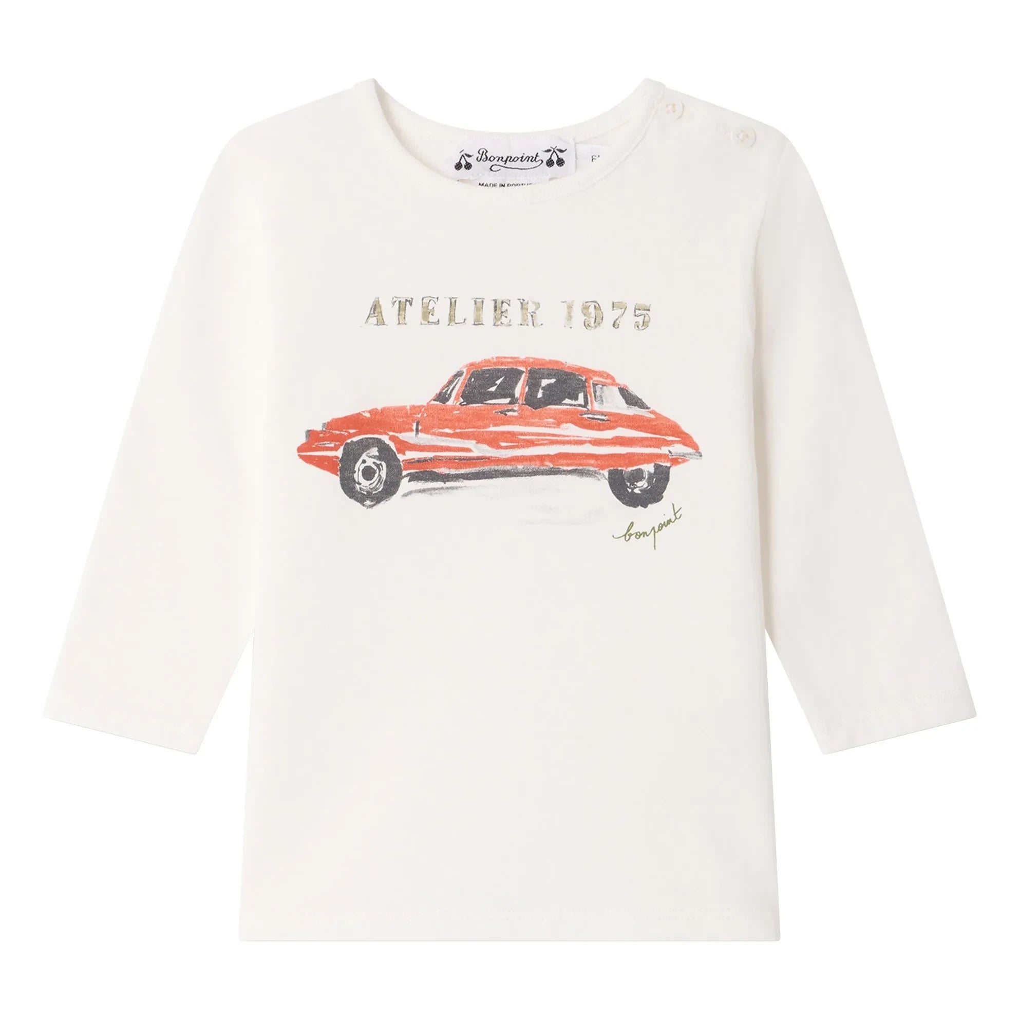 Bonpoint - Camiseta de algodón orgánico con estampado de coche Tahsin | Blanco
