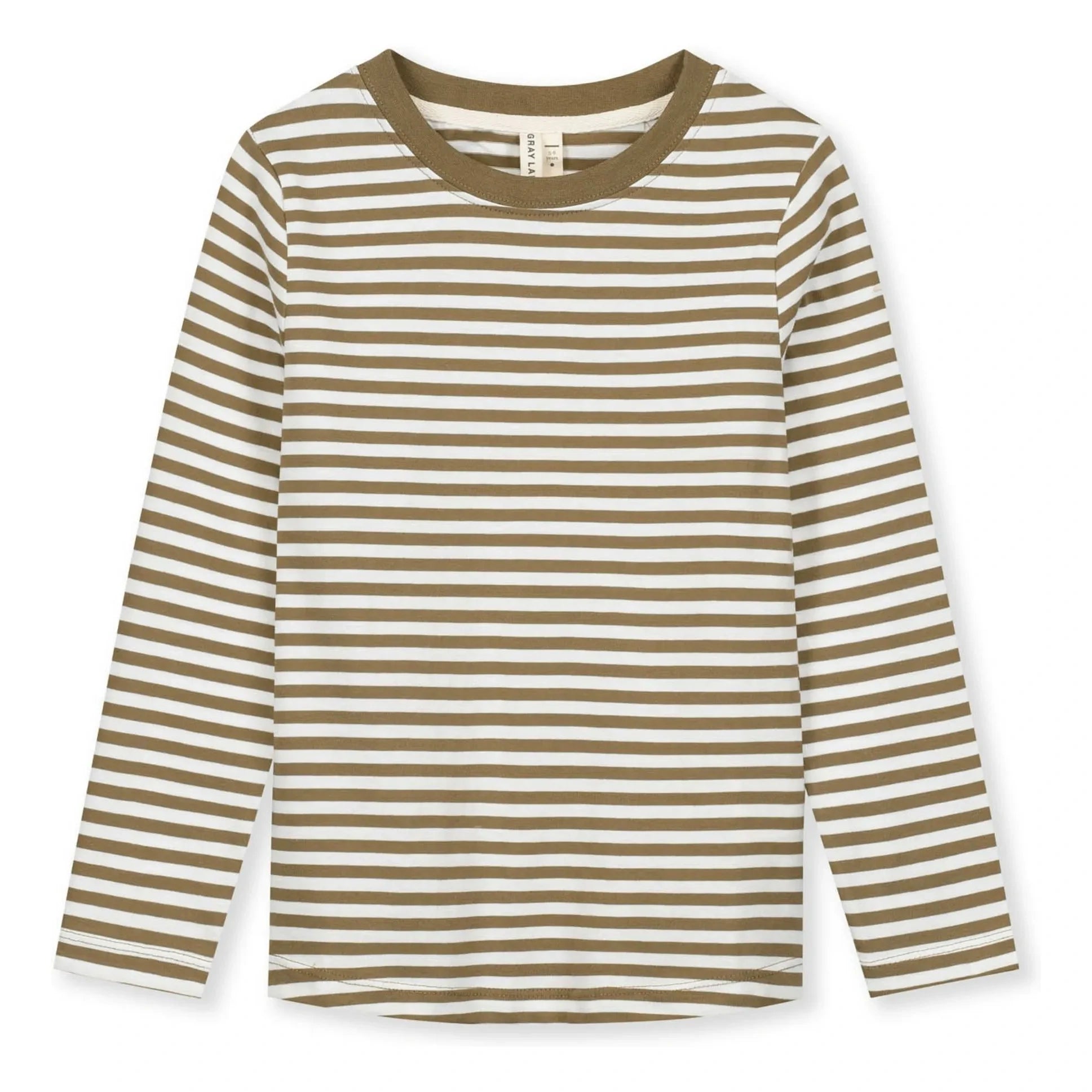 Gray Label - Camiseta de algodón orgánico a rayas | Caqui oscuro