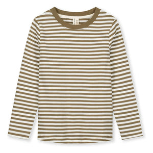 Gray Label - Camiseta de algodón orgánico a rayas | Caqui oscuro