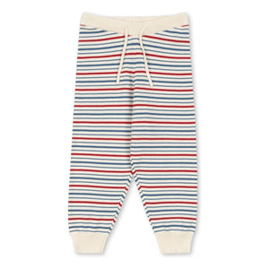 Konges Sløjd - Pantalón de punto de algodón orgánico a rayas Manis | Crudo