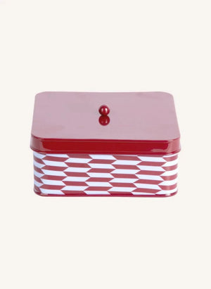 Present Time - Caja de Almacenamiento de Metal con Diseño Salerno | Rojo