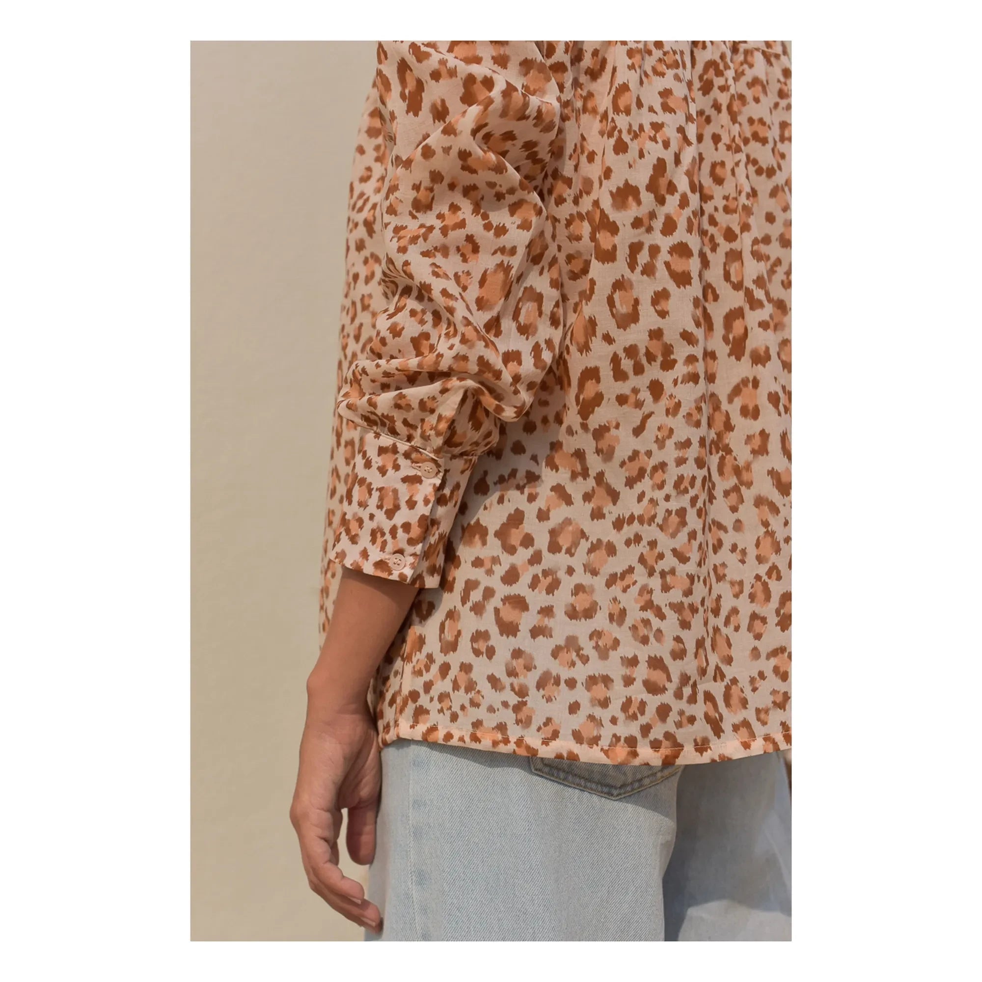 Marlot Paris - Blusa de voile de algodón Michelle Leopar - Colección de Mujer | Rosa Claro