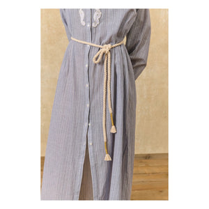 Louise Misha - Vestido de Algodón Orgánico a Rayas Flavie | Azul