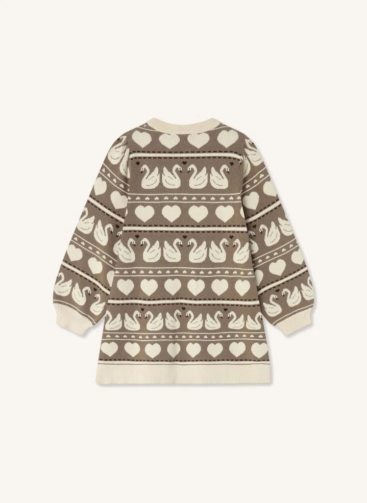 Fliink - Vestido de Tricot de Cisne Adorable, Algodón Orgánico | Ecru
