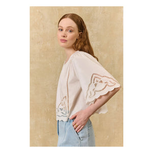 Louise Misha - Blusa Louvia de algodón orgánico | Blanco