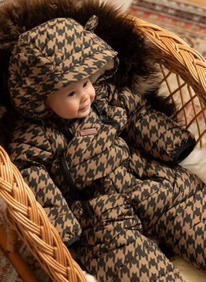 Töastie - Chaqueta Cloud Houndstooth Impermeable Hecha de Materiales Reciclados | Marrón