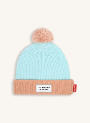 Hello Hossy - Gorra de Algodón Orgánico con Pompones y Bloques de Color | Azul