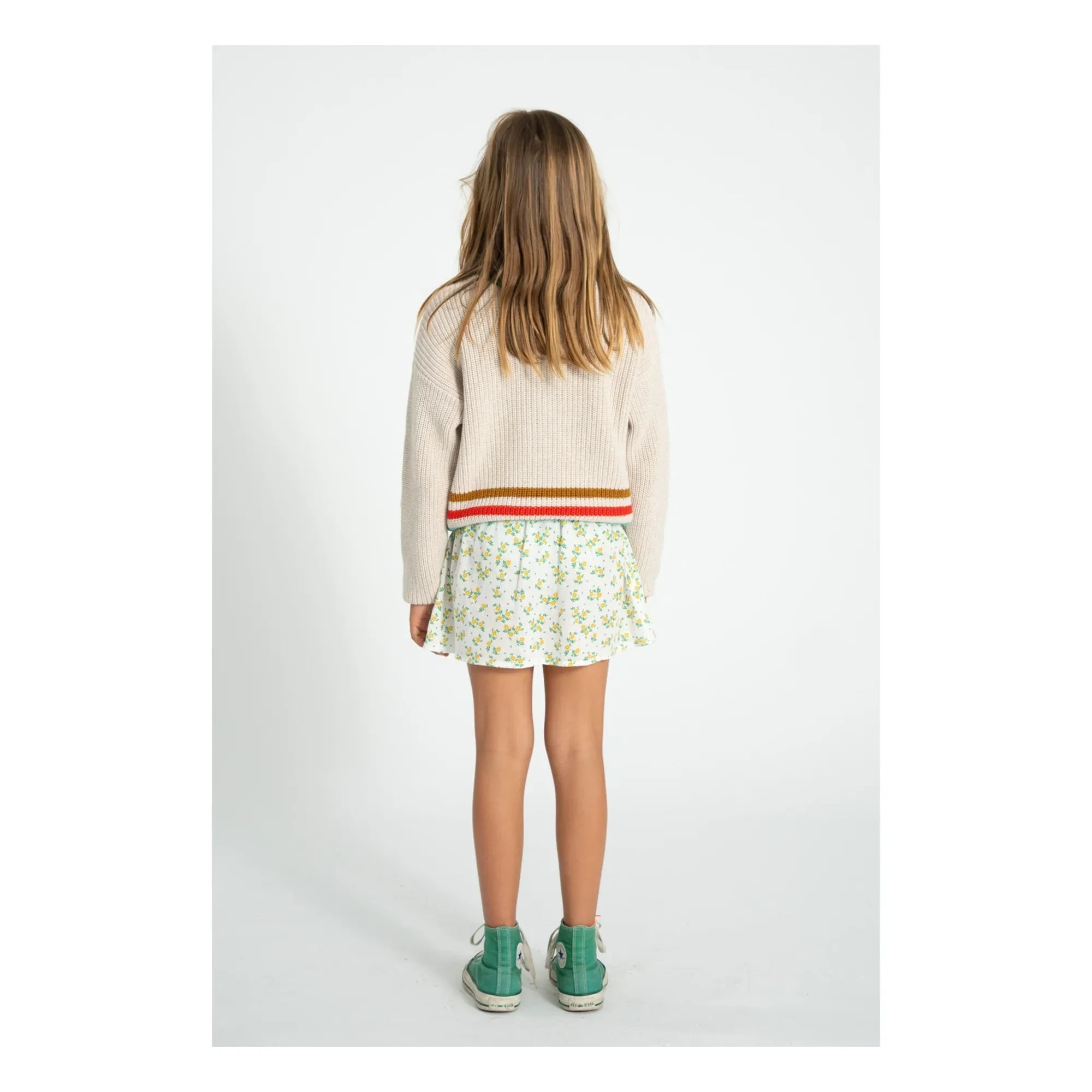 Piupiuchick - Falda corta de algodón orgánico con estampado floral | Blanco