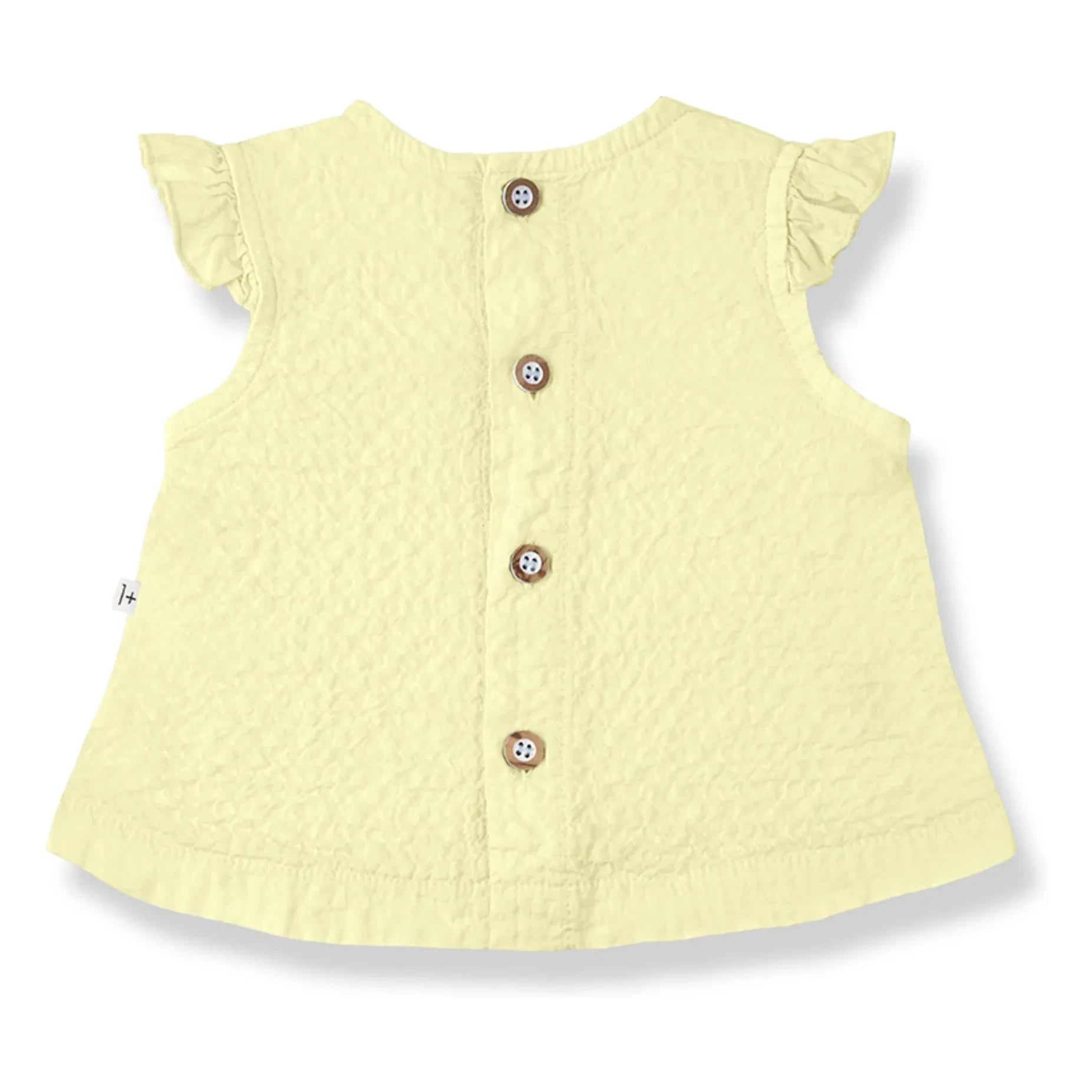1+ in the family - Conjunto de blusa y braguita Apolonia Seersucker | Amarillo pálido