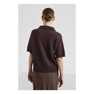 Pomandère - Polo de algodón y lino | Marrón oscuro